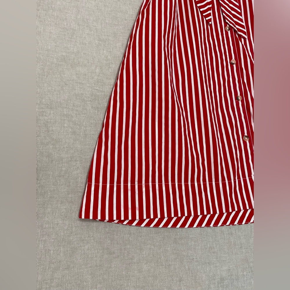 Anthropologie Maeve Kiana Red & White Striped Midi Dress Sz S Button Front - Picture 6 of 15